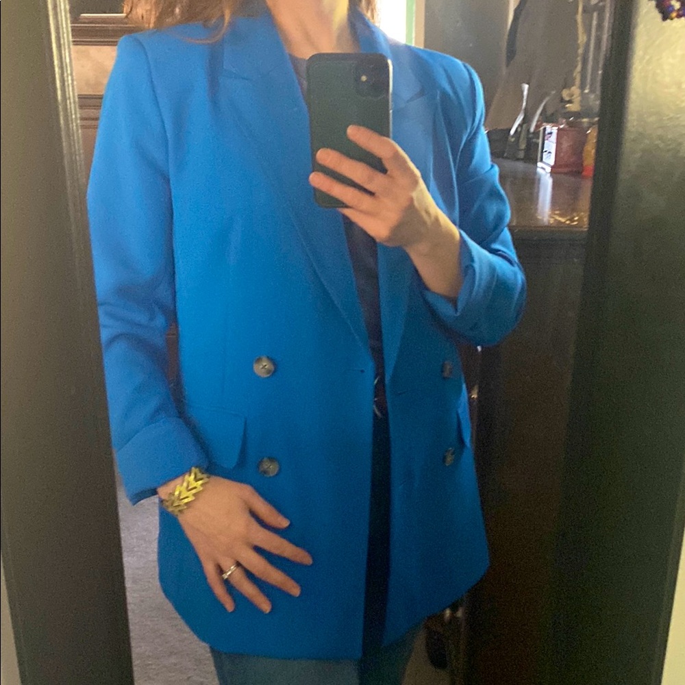 Women's Royal Blue Double-Breasted Blazer Size Medium
